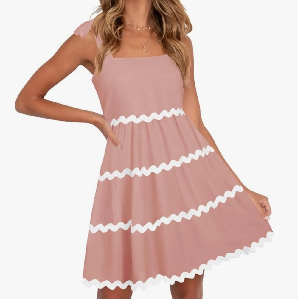Pink and White Mini Dress